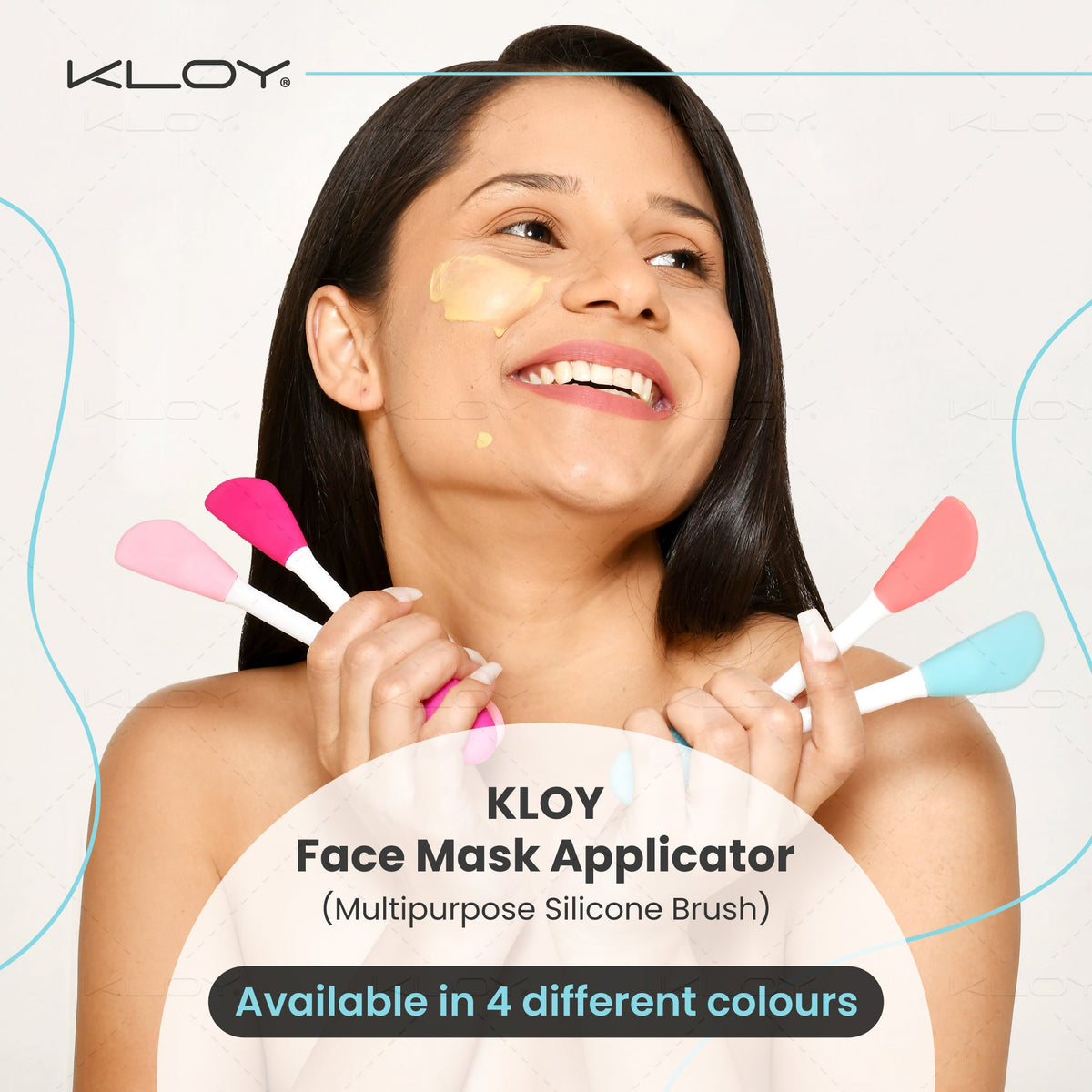 Kloy Silicone Face Mask Applicator & Lip Cleansing Brush (Turquoise) - official gallery 7