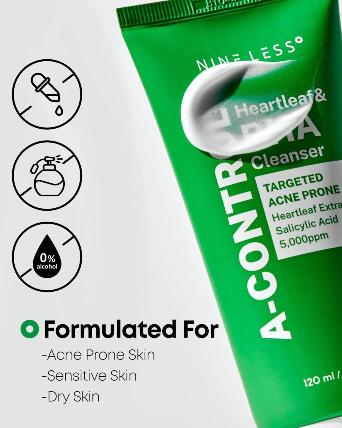 NINELESS A-Control Heartleaf & BHA Cleanser 120ml