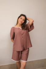 Daisy Haze PJ Set In Chocolate Brown