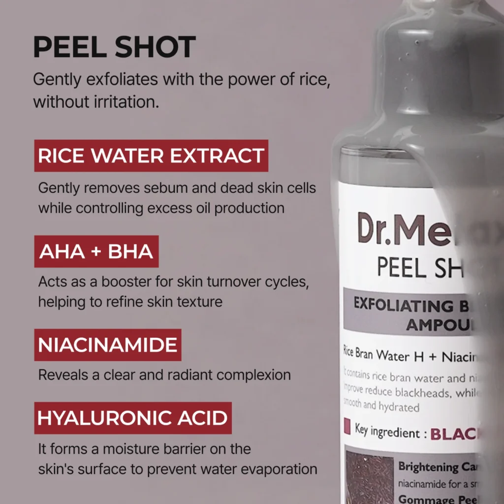 New Buy Online At K-Beauty Shine Dr. Melaxin Peel Shot Glow Black Rice Ampoule 80Ml