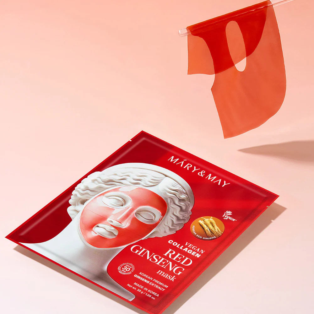 New Buy Online At K-Beauty Shine Mary&Amp;May Vegan Collagen Red Ginseng Mask (4Ea)