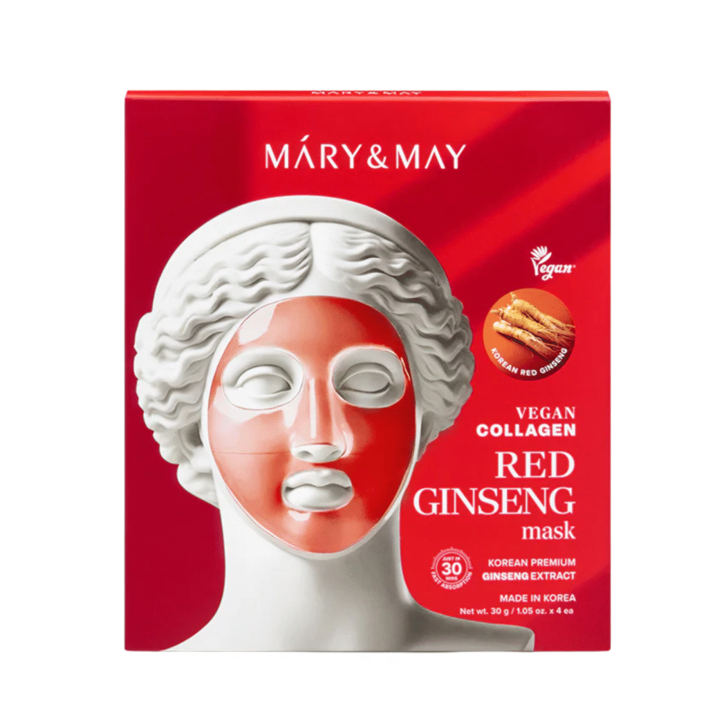 New Buy Online At K-Beauty Shine Mary&Amp;May Vegan Collagen Red Ginseng Mask (4Ea)