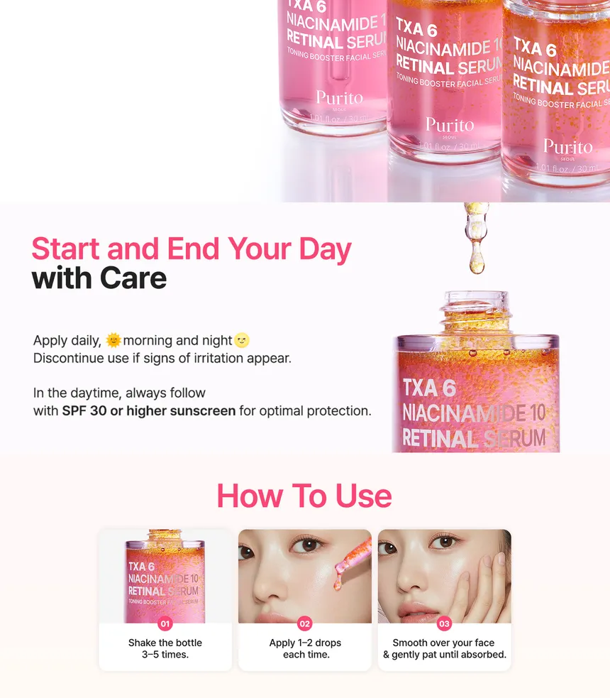 New Buy Online At K-Beauty Shine Purito Seoul Txa 6 Niacinamide 10 Retinal Serum 30Ml
