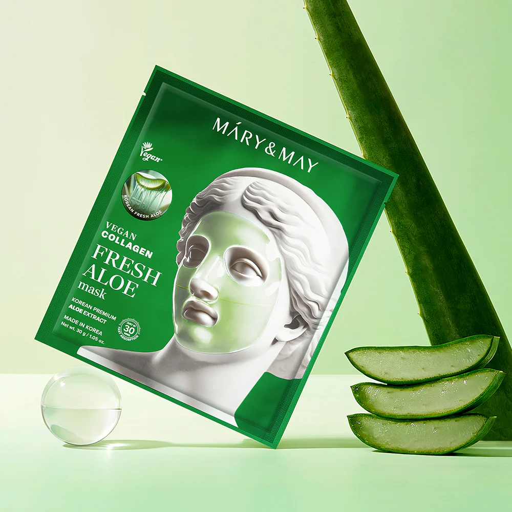 New Buy Online At K-Beauty Shine Mary&Amp;May Vegan Collagen Fresh Aloe Mask (4 Ea)